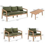 Christopher Knight Home Sunny Set Salotto Moderno a 5 Pezzi in Acacia con Tavolo Rettangolare a Doghe e 7 Posti