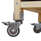 Isola per cucina Okak Outdoor con piano in acciaio inossidabile, carrello da cucina in legno con ante, ripiani e porta spezie, isola da cucina con ruote