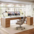 Scrivania direzionale a L Lantine 85.8, scrivania da computer da ufficio extra large con cassetti per schedari per l'home office