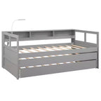 Whisen Twin XL Daybed in Legno con 2 Letti Estraibili, 3 Vani portaoggetti, 1 Luce Gratuita e USB per la Ricarica
