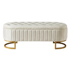 Comodino a 2 Pezzi Letto a Piattaforma Matrimoniale a LED con Pouf Contenitore