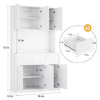 Mobile dispensa da cucina da 71 pollici, mobile dispensa con luci a LED e prese di corrente, mobile buffet con supporto per microonde, ripiani regolabili