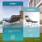 Divanetto due posti Double Papasan con cuscino, in rattan PE per tutte le stagioni e struttura in metallo per interni ed esterni