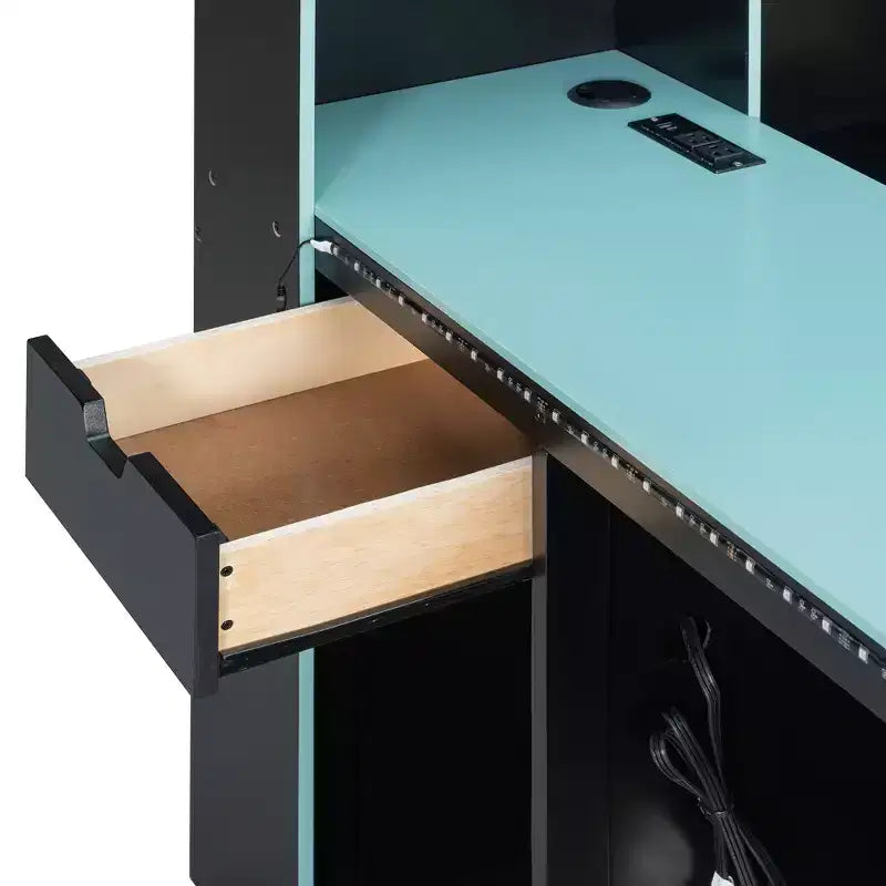 Letto a Giorno Gamer Hub con Scrivania, Luci RGB, Stazione di Ricarica, Cassetti e Testiera Libreria