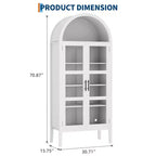 Mobile Contenitore, Nero/Bianco, Stile Arco, Singolo, Alto 71 con Luci a LED e Ante in Vetro