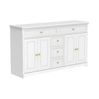 59.1'' Credenza Buffet Bianco Laccato Moderno Metà Secolo Contemporaneo