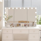 Lussuosa Toeletta da Trucco a LED con 9 Cassetti Elegante Postazione Trucco