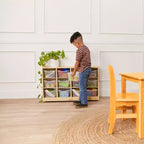 Mobile Cubby con vassoio e 15 contenitori frontali a paletta, 3x4, Arredamento per bambini