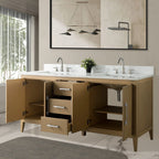 Mobile lavabo doppio Vanity Art 72 per bagno con piano in marmo composito