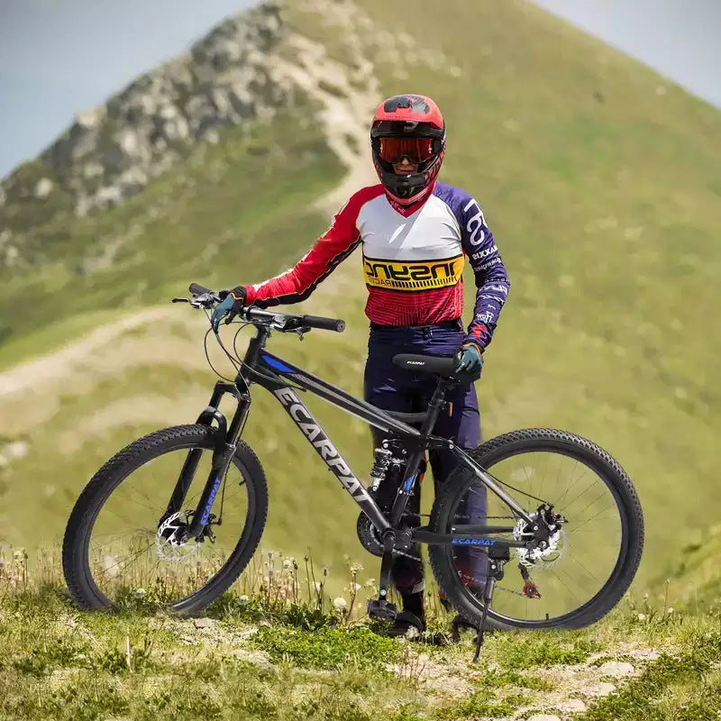 Okak Bici da Montagna da 27.5 pollici con Ammortizzatori Anteriori e Posteriori, Bici da Cross a 21 Velocità con Freno a Disco Meccanico, Bici per Adulti Uomo e Donna