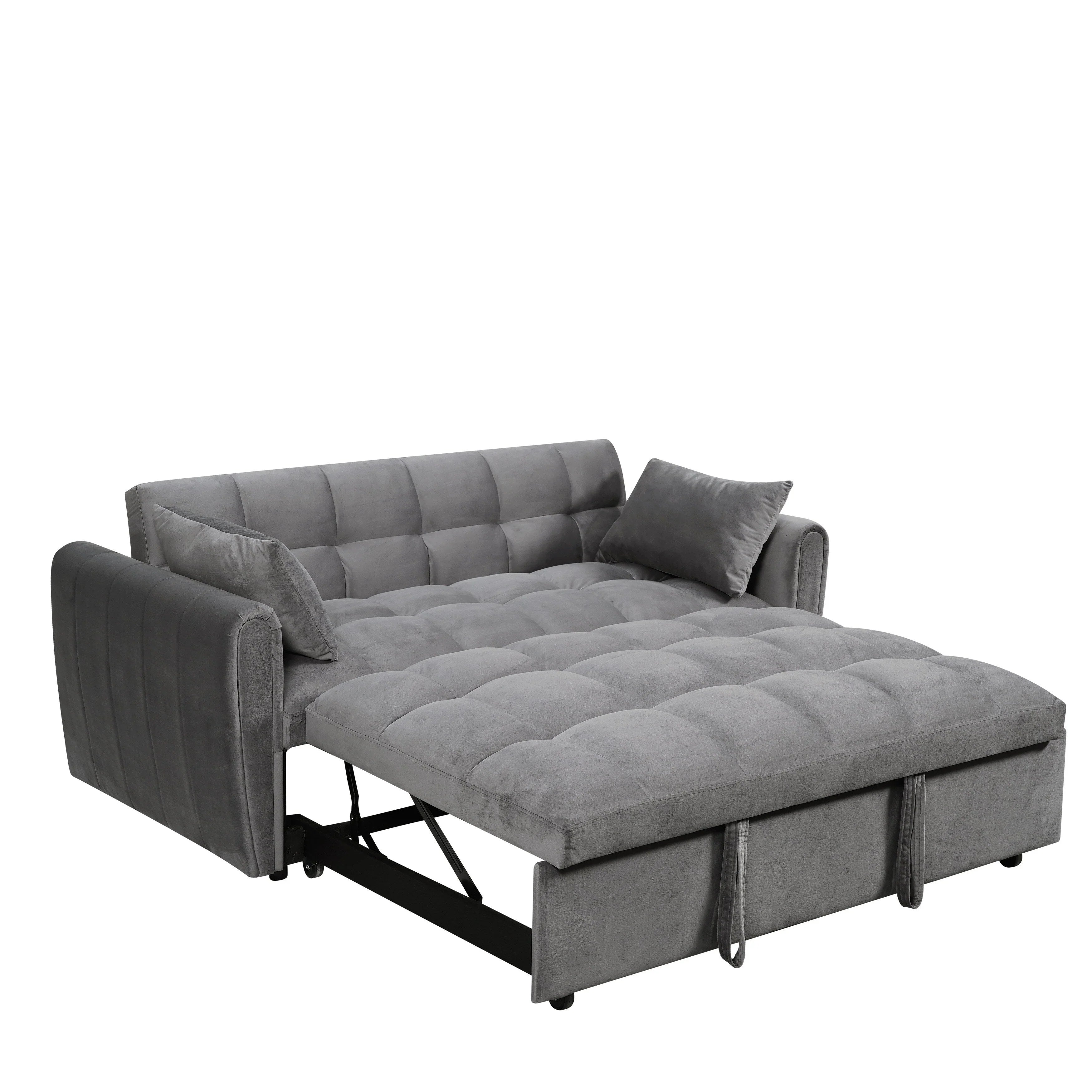 64,96 Velvet Divano Letto Convertibile 3-in-1 con Schienale Regolabile, Tasca Portaoggetti e Capacità di Carico di 227 kg
