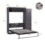 Letto Murphy pieghevole grigio con armadio e 3 cassetti, matrimoniale/singolo, 1 persona