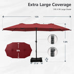 MAISON ARTS Ombrellone Doppio da 4,5 m, Extra Large, per Patio, con Base Inclusa