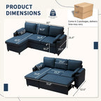Divano letto a L da 80", Divano letto a scomparsa, Divano letto convertibile con penisola reversibile