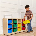 Mobile Cubby con vassoio e 15 contenitori frontali a paletta, 3x4, Arredamento per bambini