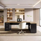 Scrivania direzionale a L Lantine 85.8, scrivania da computer da ufficio extra large con cassetti per schedari per l'home office