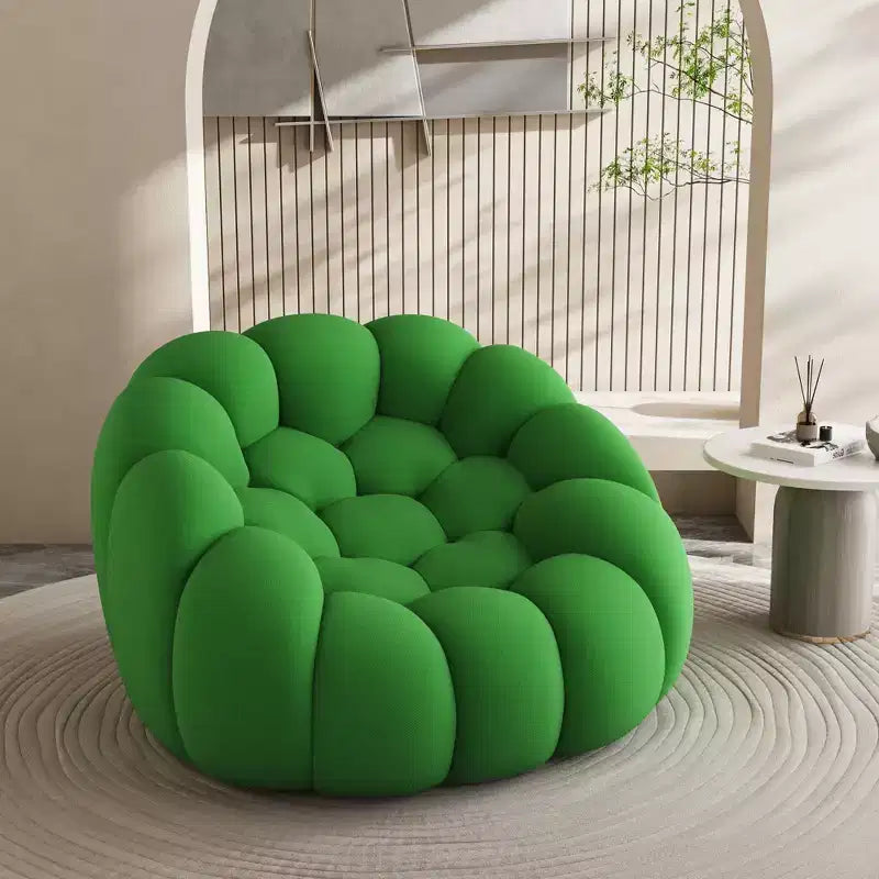 Divano a bolle da pavimento da 47 pollici con design curvo, poltrona a sacco 3D per soggiorno, verde