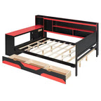 Letto a Giorno Gamer Hub con Scrivania, Luci RGB, Stazione di Ricarica, Cassetti e Testiera Libreria