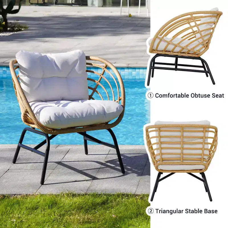 GRANDPATIO Set da 5 pezzi per esterno con divanetto in vimini