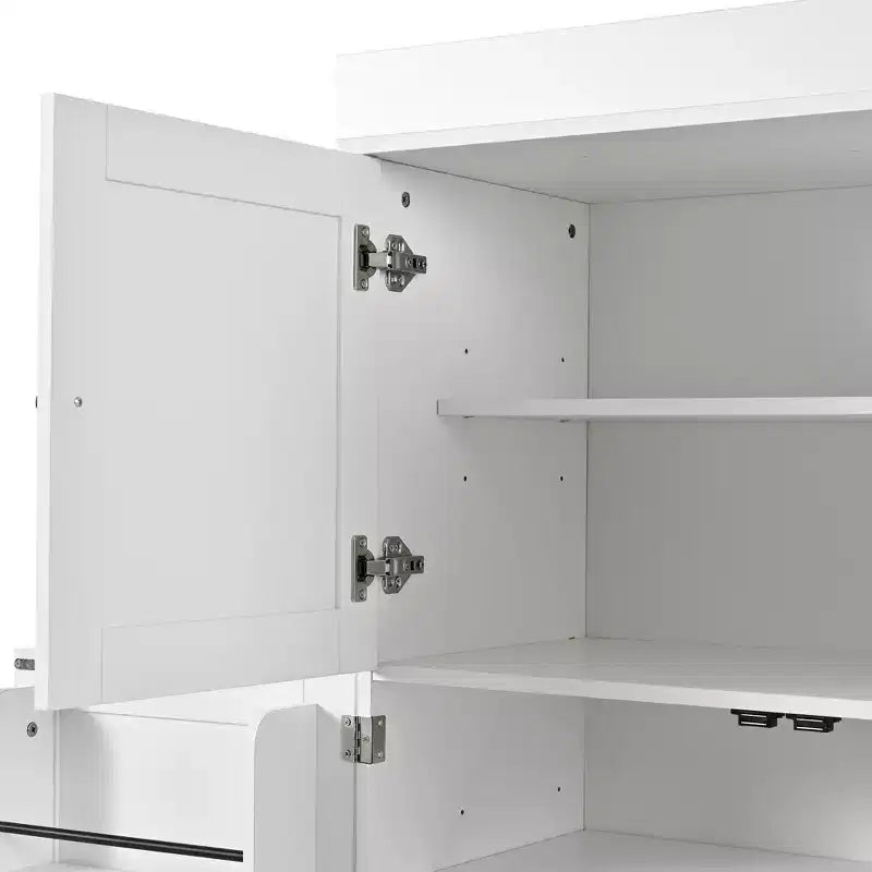 Dispensa da cucina indipendente 77H, armadio contenitore in stile rustico con ripiani regolabili, ripiani sulla porta, cassetti e portabottiglie - ModernLuxe