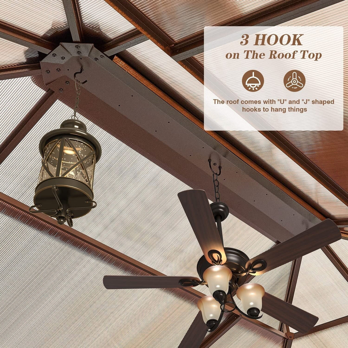 EROMMY Gazebo a tetto rigido, Pergola da esterno con doppio tetto, zanzariere e tende, Tenda da sole resistente per patio, cortile, feste in piscina