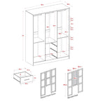 Palace Imports Armadio a 3 ante Cosmo 100% legno massello con ante in legno massello o a specchio