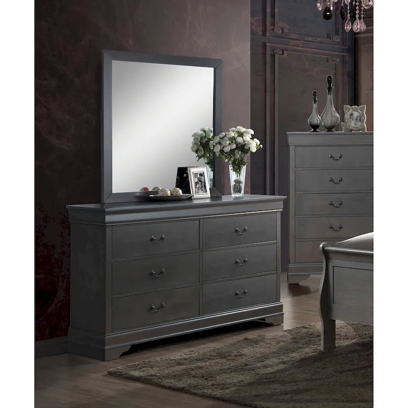 Set comò e specchio a 2 pezzi Devi Traditional in legno massello Furniture of America