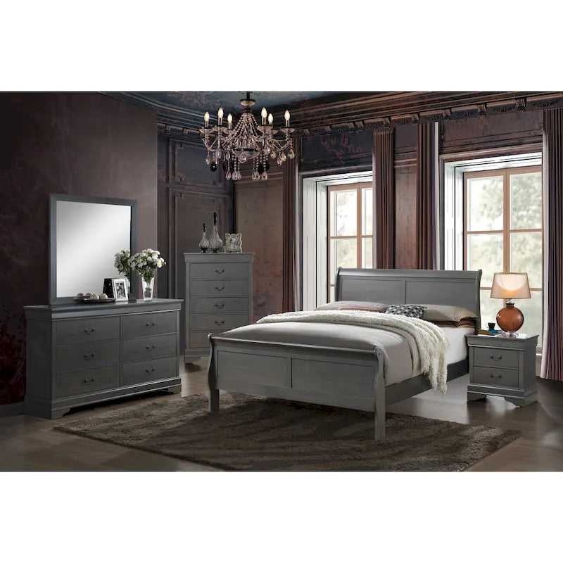 Set comò e specchio a 2 pezzi Devi Traditional in legno massello Furniture of America
