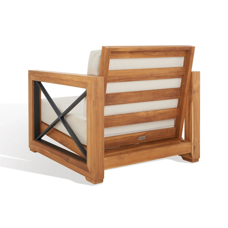 SAFAVIEH Couture Beth Sedia Club da Esterno in Teak - 32W x 37D x 29H