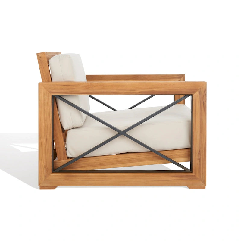 SAFAVIEH Couture Beth Sedia Club da Esterno in Teak - 32W x 37D x 29H