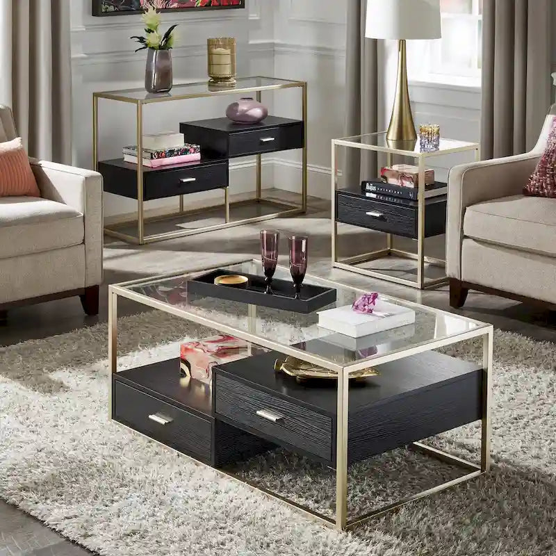 Tavolino da divano Spumante Champagne con finitura argento e spazio di archiviazione di iNSPIRE Q Bold