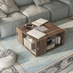 Tavolino da Caffè Mobile DH BASIC in Rovere Rustico da 32 pollici con Ripiano Aperto di Denhour