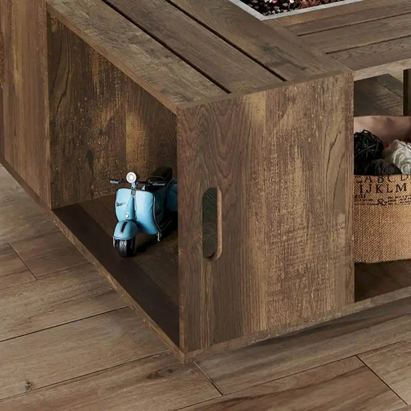 Tavolino da Caffè Mobile DH BASIC in Rovere Rustico da 32 pollici con Ripiano Aperto di Denhour