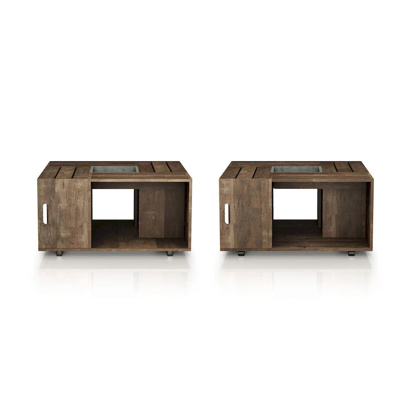 Tavolino da Caffè Mobile DH BASIC in Rovere Rustico da 32 pollici con Ripiano Aperto di Denhour