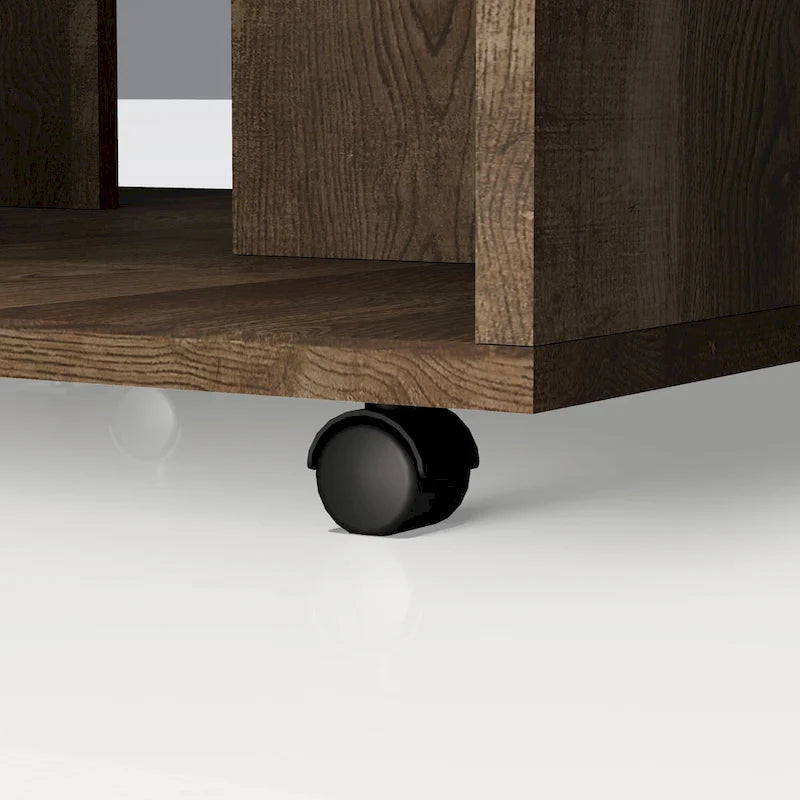 Tavolino da Caffè Mobile DH BASIC in Rovere Rustico da 32 pollici con Ripiano Aperto di Denhour