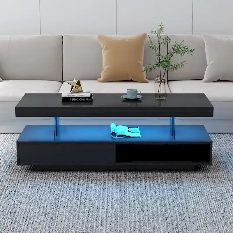 Tavolino da caffè U-Can a LED con contenitore