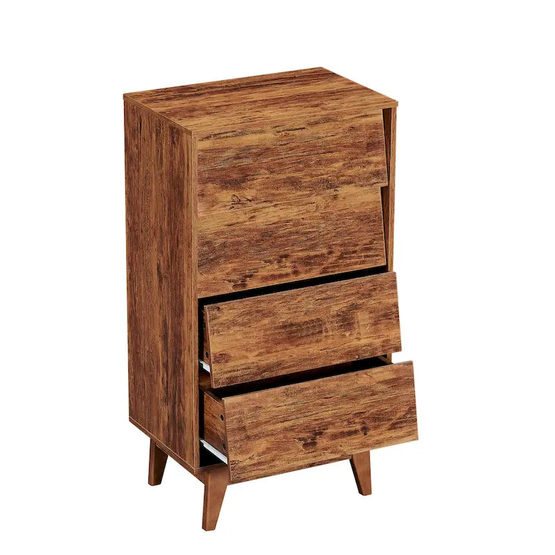 Comò in legno a 4 cassetti con design smussato in stile vintage