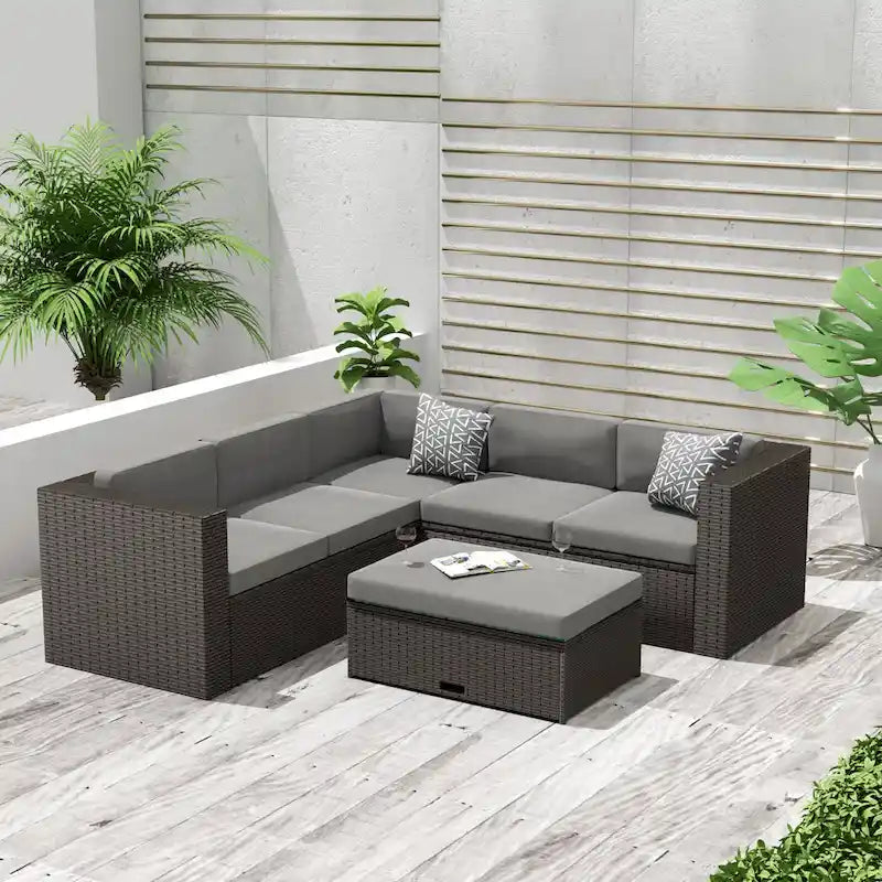 Set divano componibile Ander per patio con cuscini