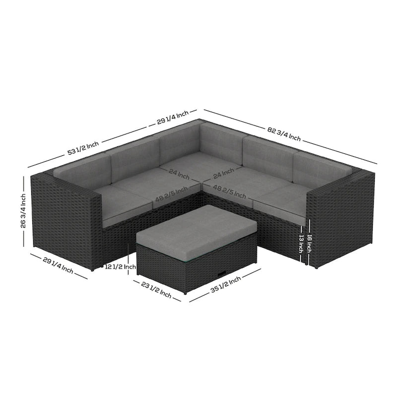 Set divano componibile Ander per patio con cuscini