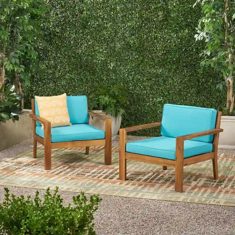 Sedie Club da Esterni Santa Ana in Legno di Acacia con Cuscini (Set da 2) di Christopher Knight Home