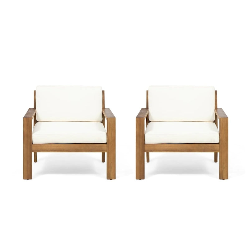 Sedie Club da Esterni Santa Ana in Legno di Acacia con Cuscini (Set da 2) di Christopher Knight Home