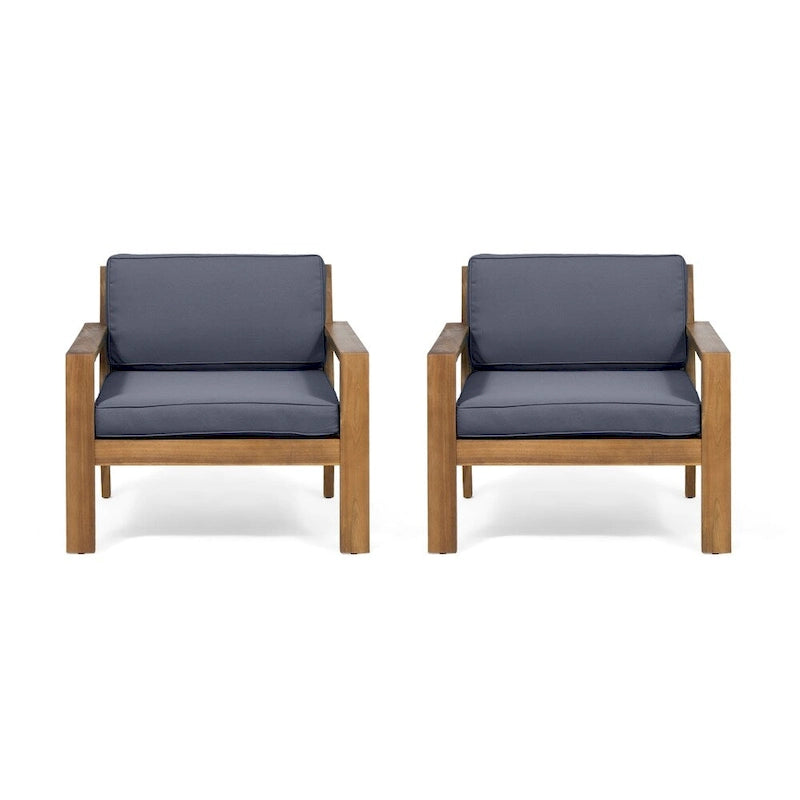 Sedie Club da Esterni Santa Ana in Legno di Acacia con Cuscini (Set da 2) di Christopher Knight Home
