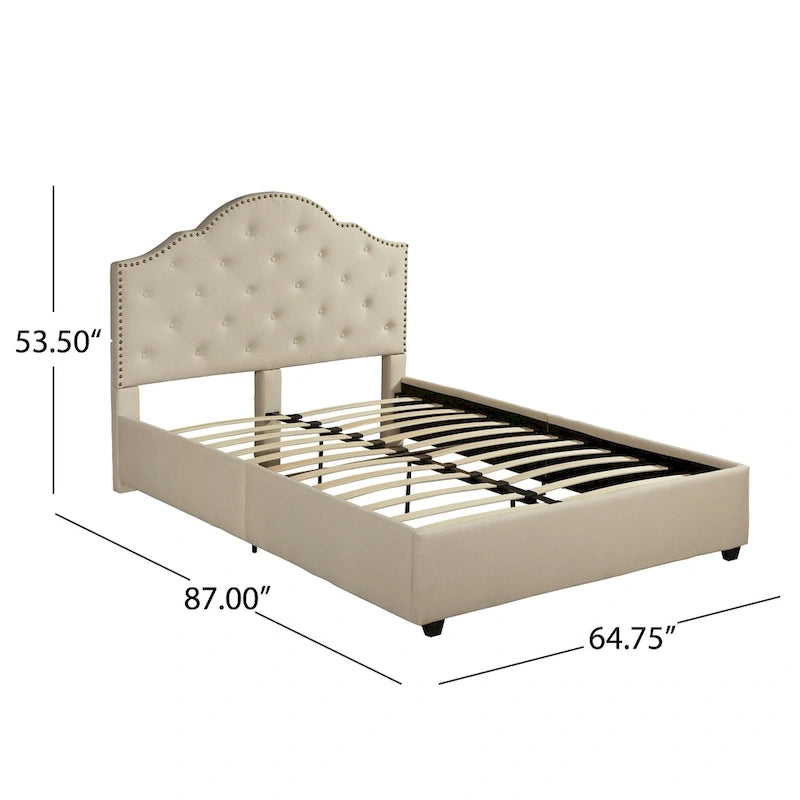Letto imbottito trapuntato matrimoniale Cordeaux di Christopher Knight Home