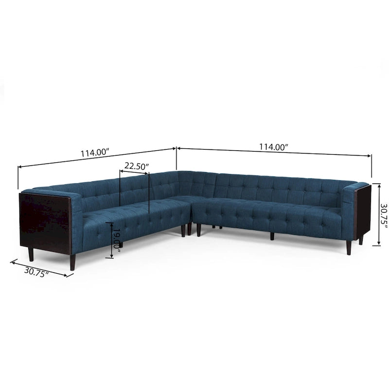 Divano sezionale capitonné Clermont Mid-century di Christopher Knight Home - 114,00 L x 114,00 P x 30,75 A