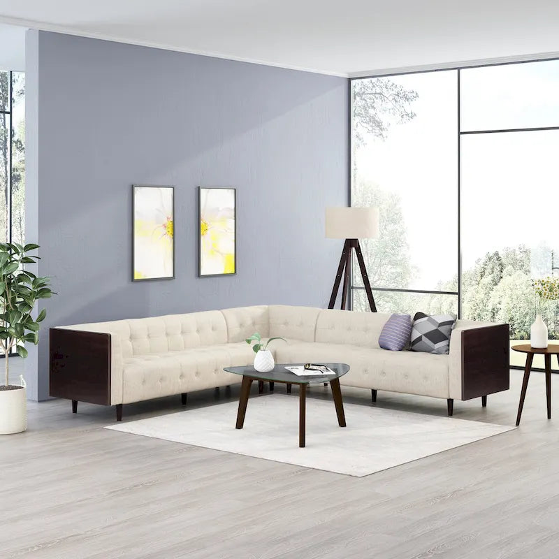Divano sezionale capitonné Clermont Mid-century di Christopher Knight Home - 114,00 L x 114,00 P x 30,75 A