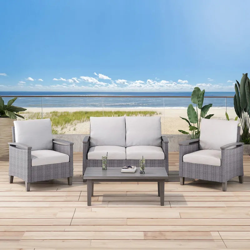 Set conversazione da 4 posti Isla Outdoor con tavolino da caffè di Christopher Knight Home