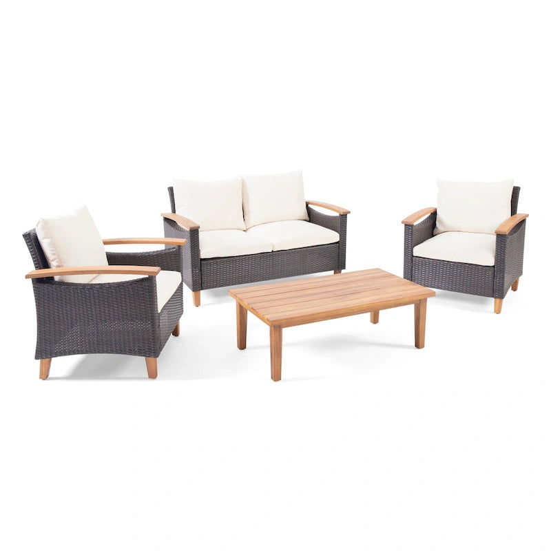 Set conversazione da 4 posti Isla Outdoor con tavolino da caffè di Christopher Knight Home