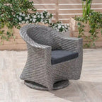 Big Sur Outdoor Wicker Swivel Chair with Outdoor Cushion by Christopher Knight Home
