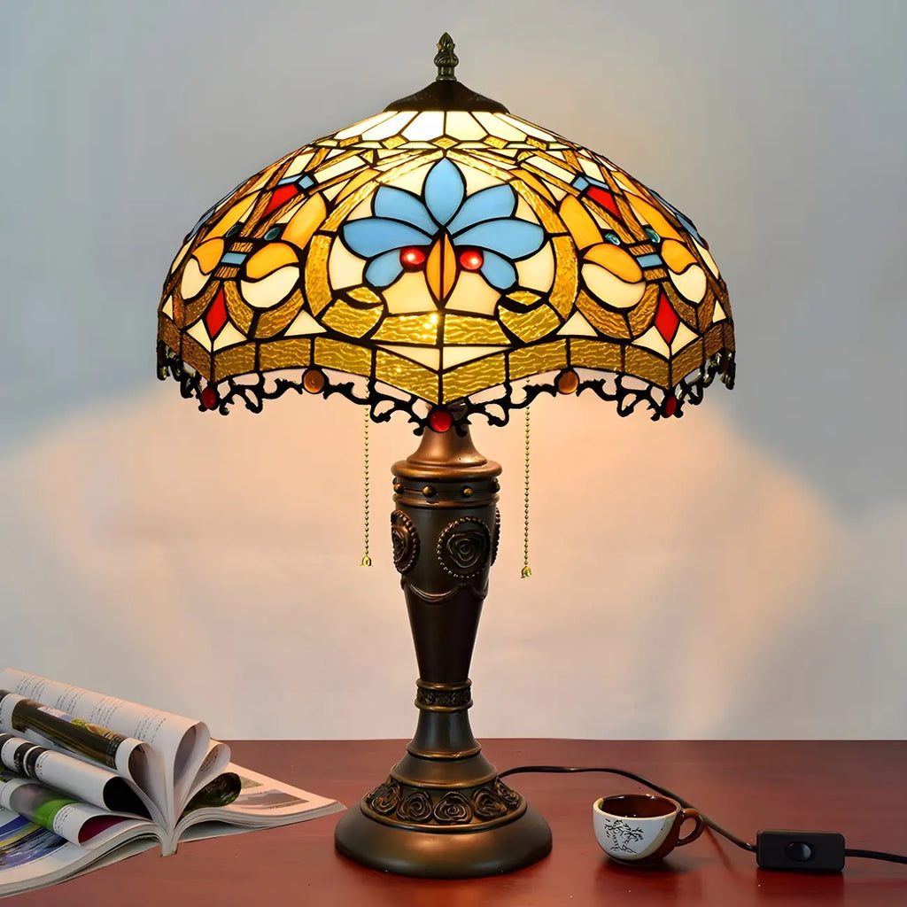Lampada da tavolo HomeyFad a 2 luci, vintage, con cupola in vetro inossidabile