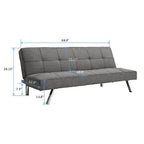 Divano letto futon con struttura in metallo e gambe in acciaio inossidabile - 32,30 x 68,90 x 29,15